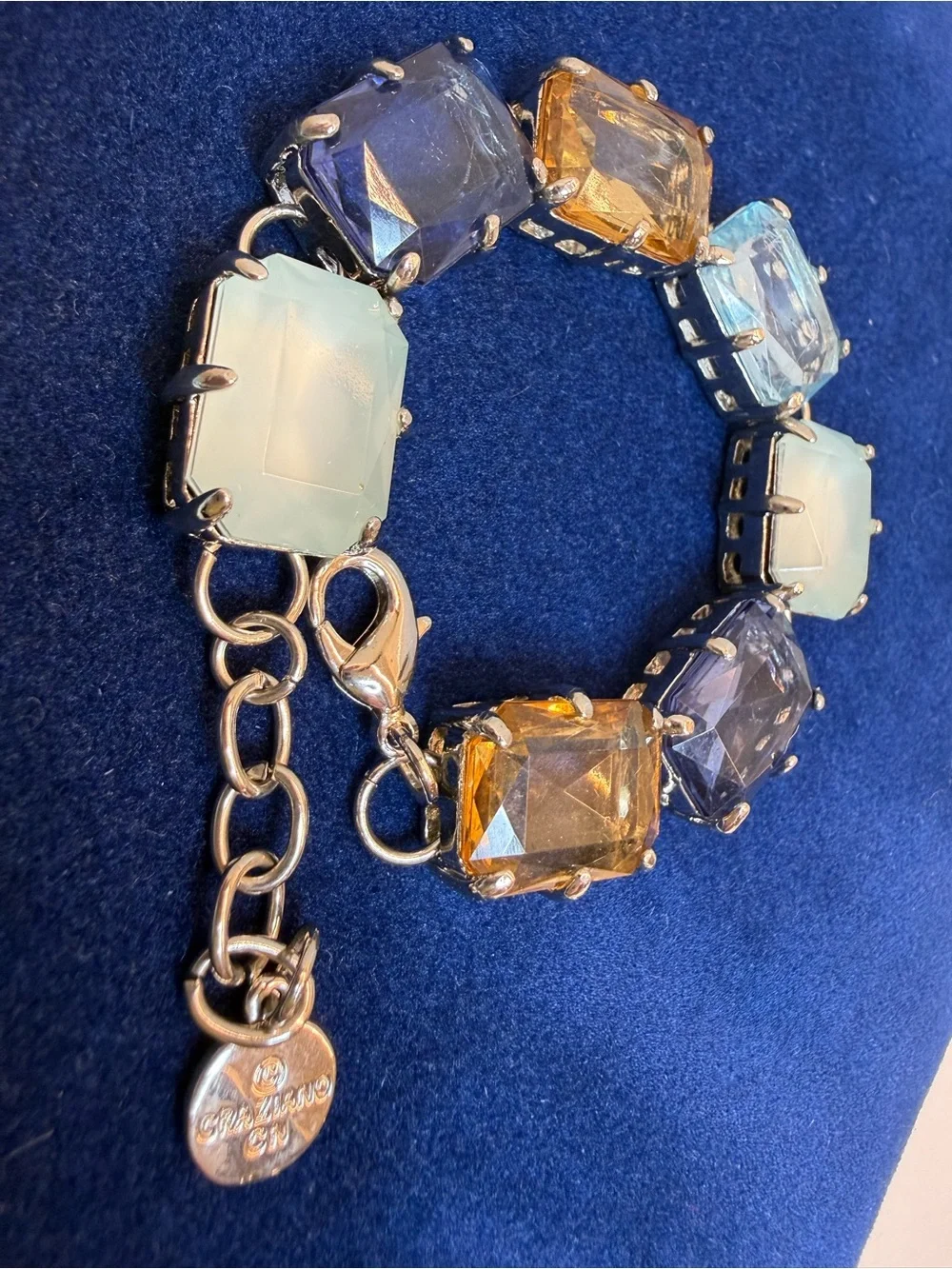 R.J. Graziano Statement Bracelet Multi Stone Gold Tone - Picture 13 of 15